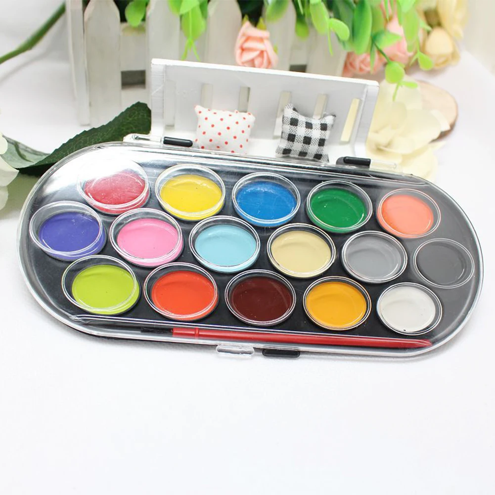 

Tool Paint Brush Professional Solid Sketch Water Color Kids Art Toy Gift 16 Colors Handwork Paint Box Paintbrush DIY Portable