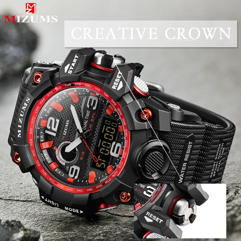 MIZUMS цифровые военные армейские мужские популярные часы водонепроницаемые