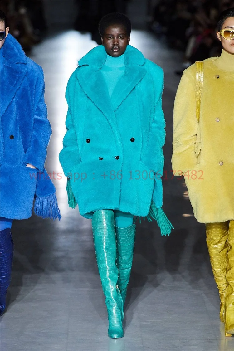 

woman Catwalk over-the-knee high-heeled boots large size stone pattern chunky high heel over knee woman long boots