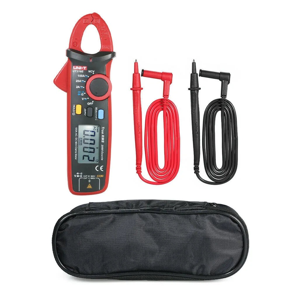 

UNI-T UT210E Clamp Meter Digital Auto Multimeter Handheld RMS Pliers Ammeter AC DC Mini Resistan W 2pcs Probe Temperature Tester