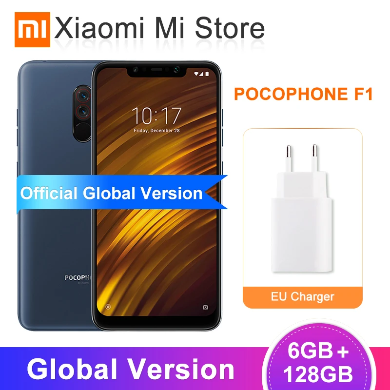 Глобальная версия Xiaomi POCOPHONE F1 6 ГБ 128 Гб Смартфон Snapdragon 845 20 МП фронтальная камера LiquidCool 6,18 ''полный экран
