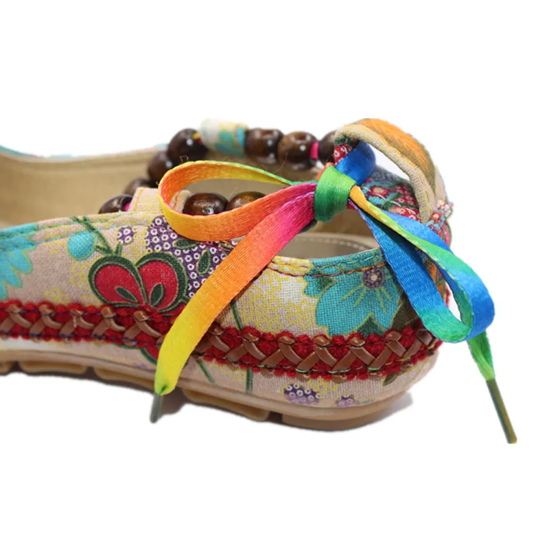 Новинка модная Женская этническая обувь IPC на шнуровке с круглым носком удобные