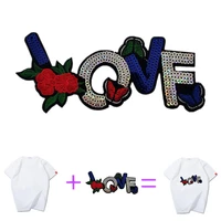 patch love flower diy clothes stickers sequins large biker badge iron ons patches for clothing strange things christmas gift
