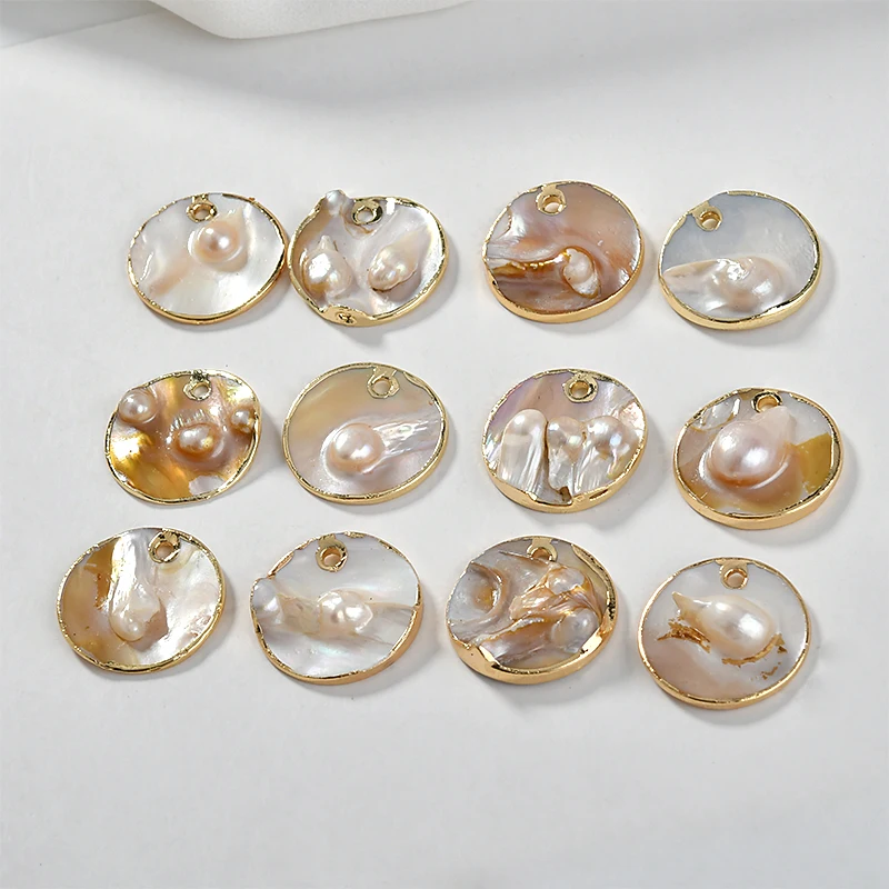 Ретро барокко натуральный жемчуг ракушки круглый Квадратный Кулон DIY