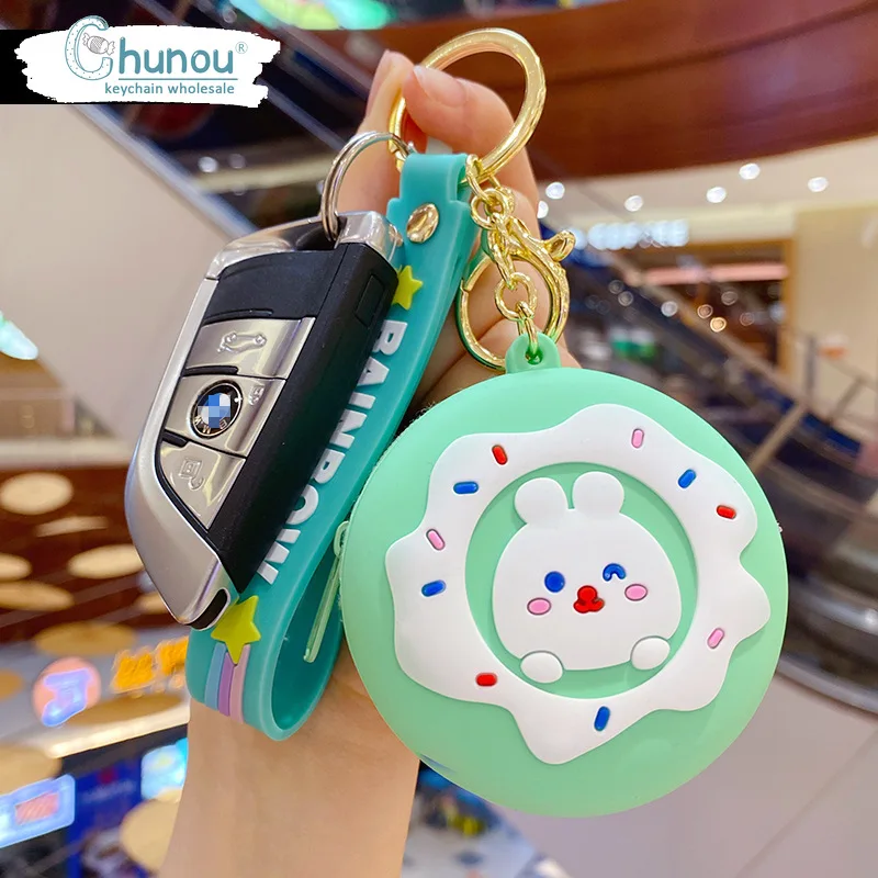 Cartoon Fashion Donut Bunny Coin Purse Keychain Creative Cute CharmKeychain Ladies Bag Mobile Phone Creative Small Gift Keychain