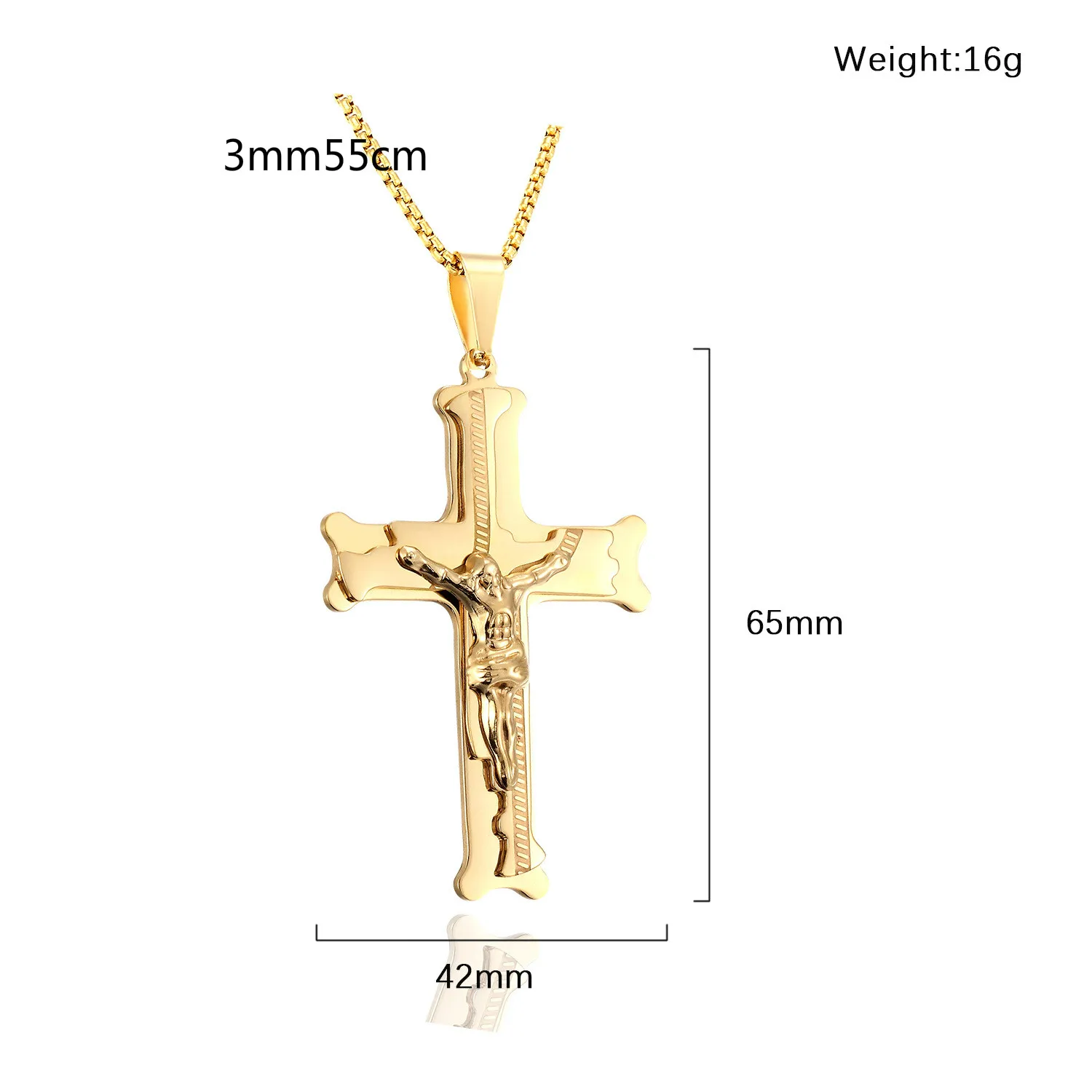 Полированная подвеска с крестом Иисуса веревочное ожерелье цепочки из