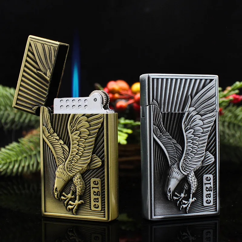 Windproof Eagle Pattern Lighter Refillable Butane Gas Lighte
