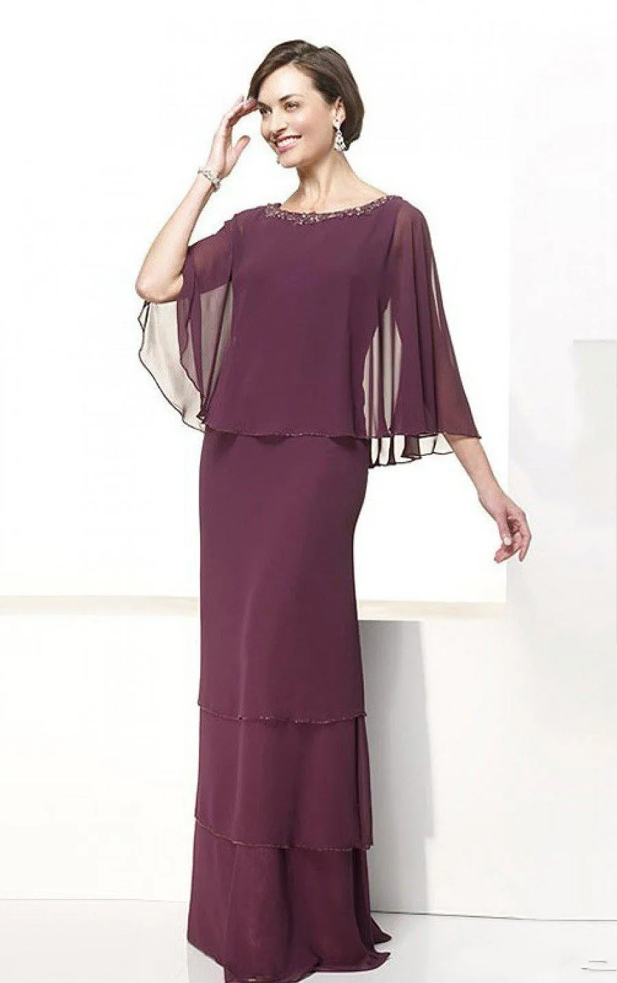 Длинные шифоновые платья с накидкой для матери невесты женское официальное