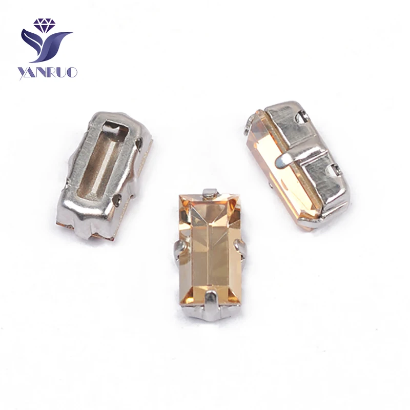 

YANRUO 4501 5x10mm Golden Shadow Baguette Sew On Stones Point Back Strass Crystal Gold Rhinestones For DIY Jewelry Crafts
