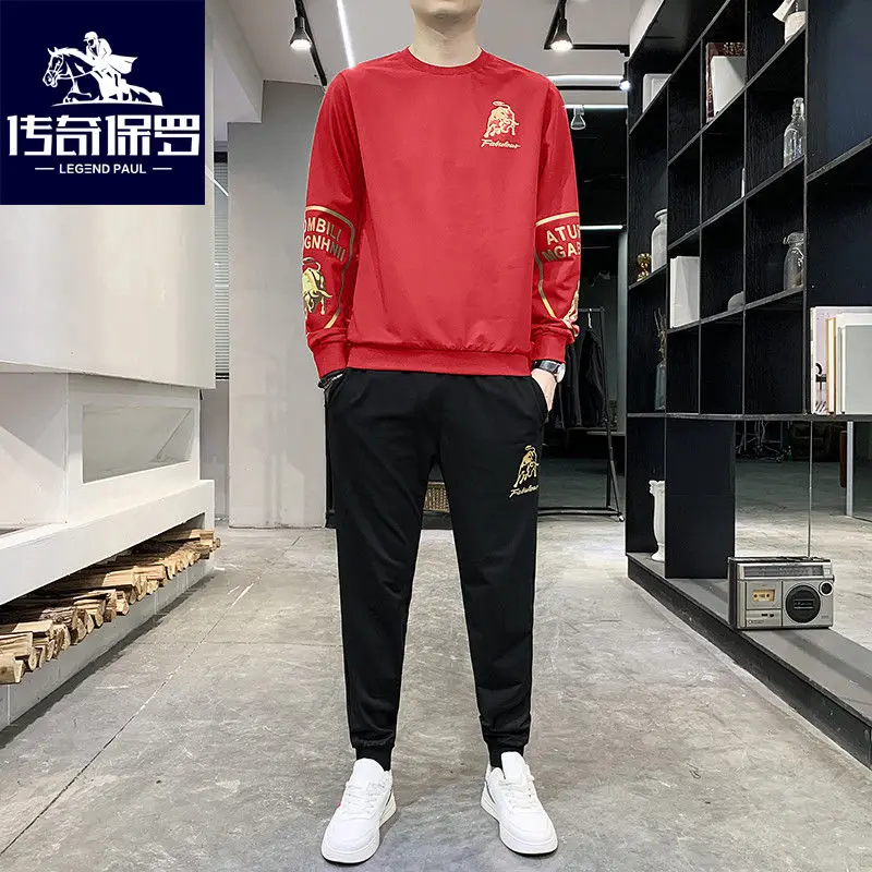 

Men's sweater suit spring and autumn new trend fashion jacket casual sports suit