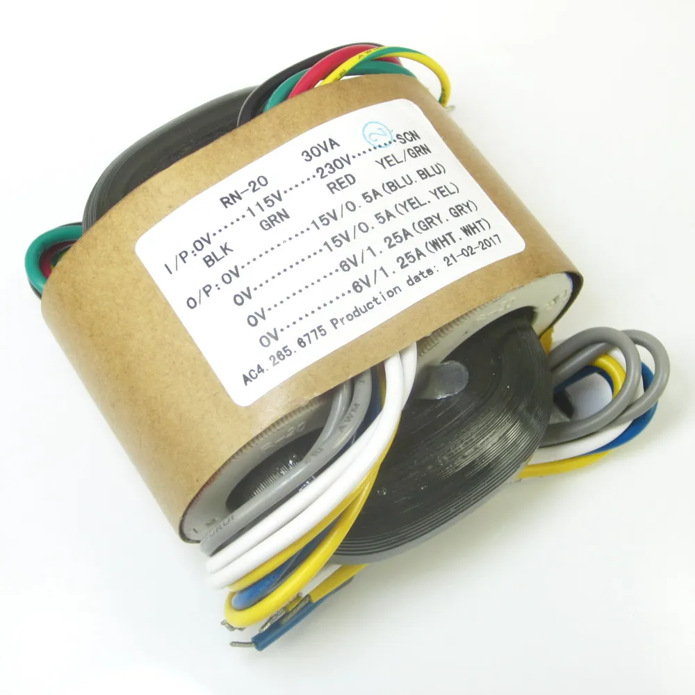 

115V / 230V 30W R type transformer Dual 15V Dual 6V output for DAC/Amplifier