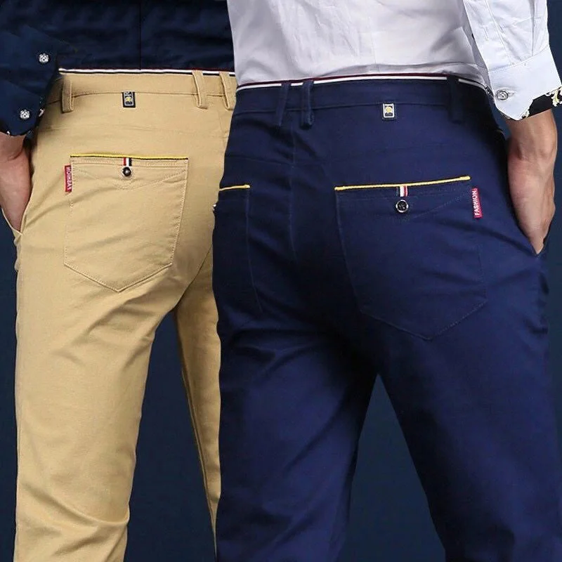 

Мужские брюки весна лето осень популярные модные деловые однотонные тонкие прямые мужские повседневные брюки хлопковые мужские брюки