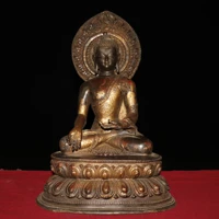 14tibet temple collection old bronze lacquer cinnabar shakyamuni buddha back light sitting buddha amitabha enshrine the buddha