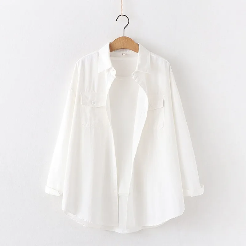 Осень 2019 Шикарные Женские однотонные блузы в Корейском стиле Харадзюку с
