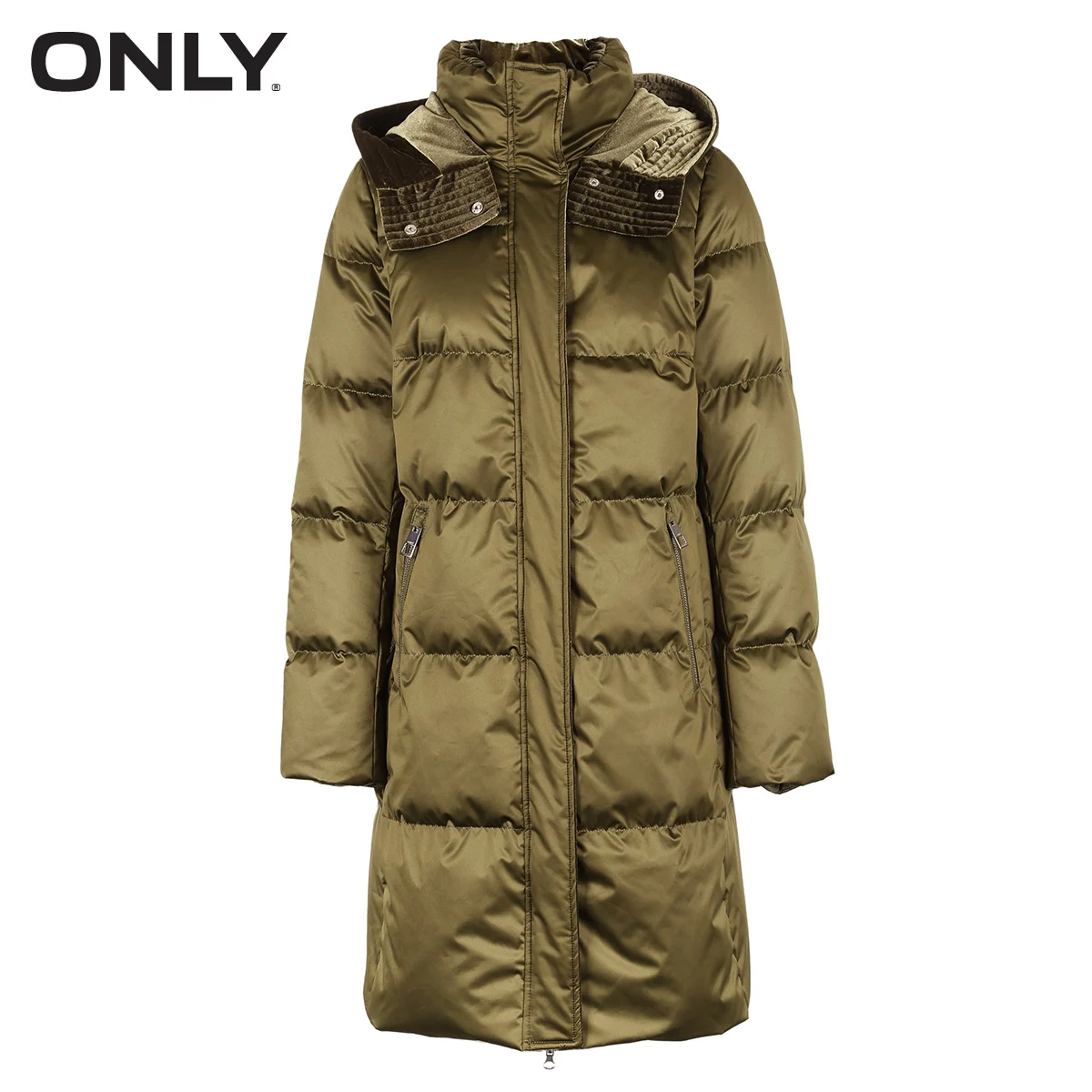 ONLY большой карман бархатный женский зимний средней длины пуховик куртка | 118312565|