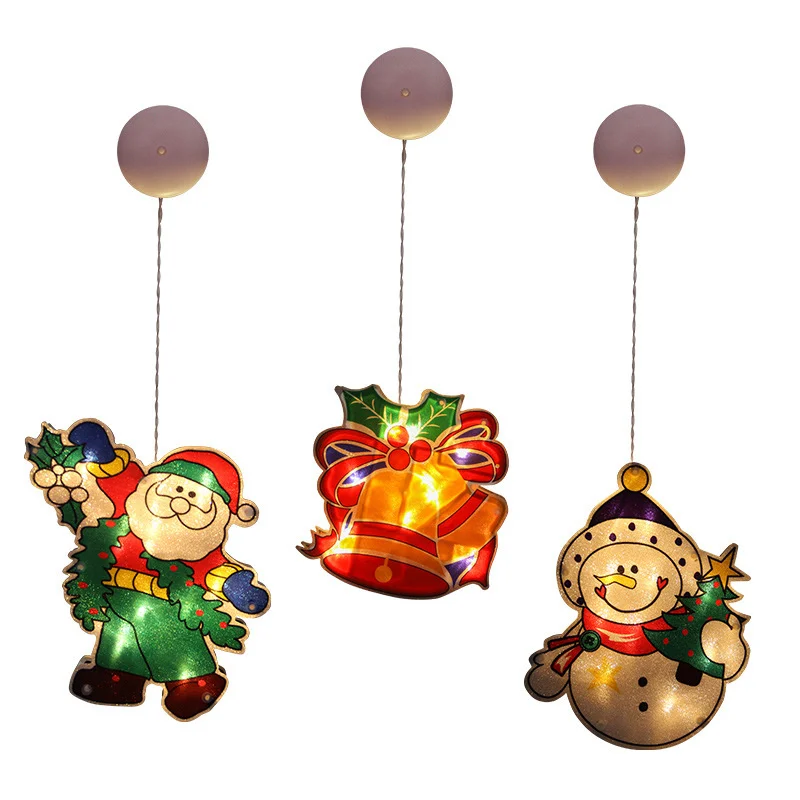 

Led Christmas Lights Christmas Bells Sucker Lights Room Window Christmas Tree Interior Decoration Lights Five-pointed Star 2021