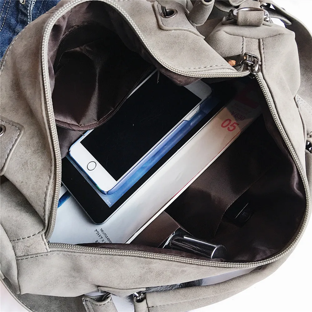 Винтажные сумки с меховым помпоном для женщин 2018 роскошные из нубука женские