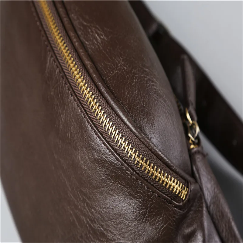 Водонепроницаемая мужская кожаная поясная сумка Raves черная нагрудная Спортивная