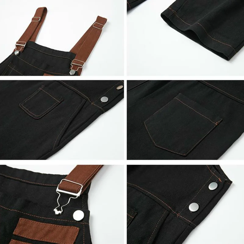 

Women Jumpsuits Patchwork Ankle-length Multi-pockets Korean Retro Cute Leisure Ladies Spring Hot Teens Loose Ins Bf Fashion Chic