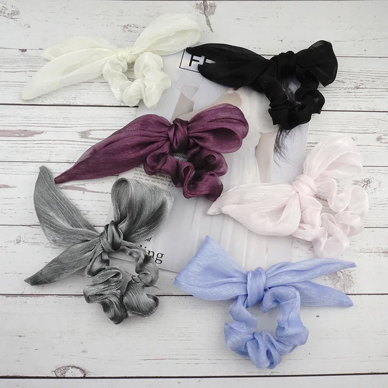 Бесплатная доставка модные женские Однотонные резинки для волос из органзы