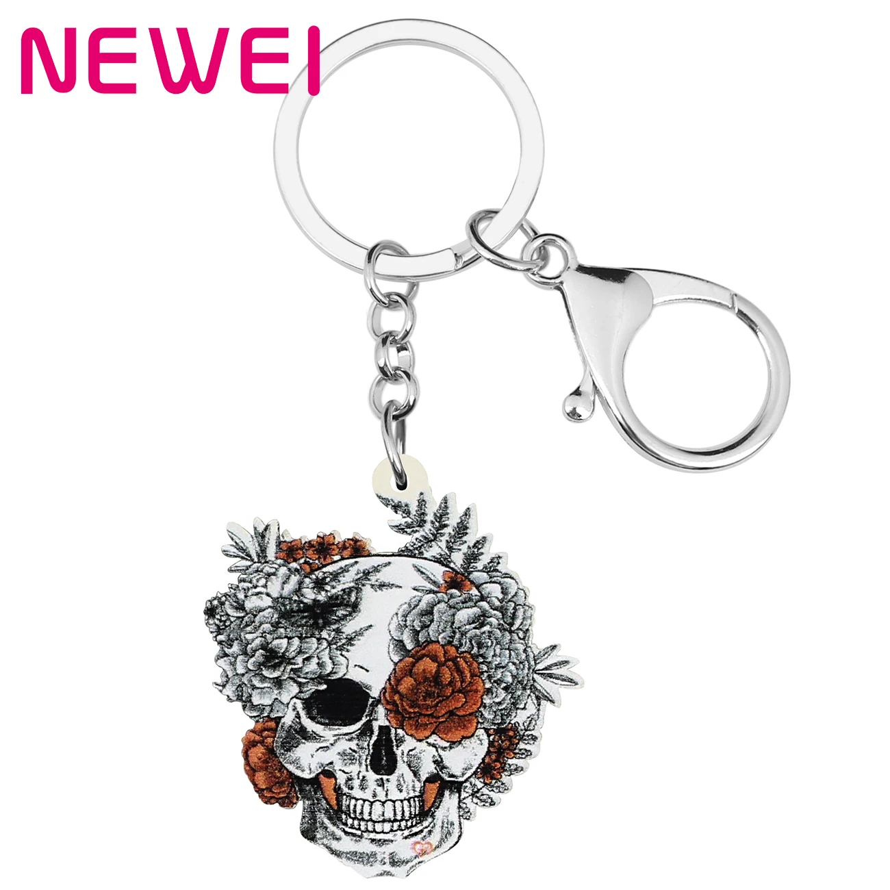 Брелок для ключей серый череп принт брюк ювелирные изделия женщин детей