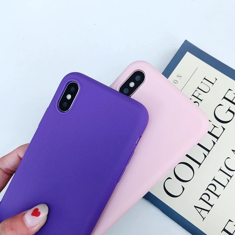 Luxury Thin Soft Color Phone Case for iPhone 8 7plus 8plus 6 6s plus Silicone Back Cover Capa X Xs 11 Pro Max XR | Мобильные