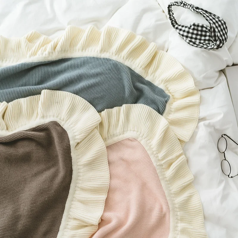 Rushed 100% Cotton Comfortable Blanket Pink Brown Blue Sweet Ruffle Japan Style Throw Casual Comforter Sofa Bed | Дом и сад