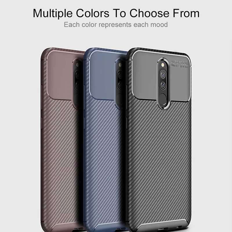Чехол для Xiaomi Redmi 8 8A Роскошный чехол из углеродного волокна Мягкий Силиконовый