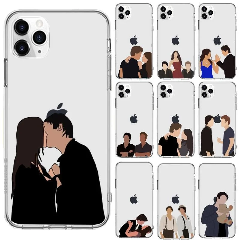 

The Vampire Diaries Damon Cartoon Phone Case Transparent for iPhone 6 7 8 11 12 s mini pro X XS XR MAX Plus cover funda shell
