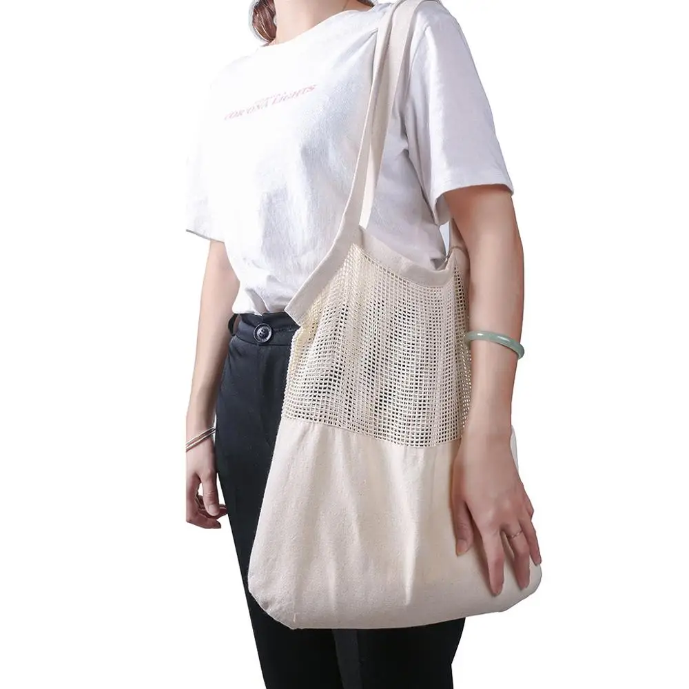 Новое поступление 2019 переносная сумка для покупок из хлопчатобумажной сетки