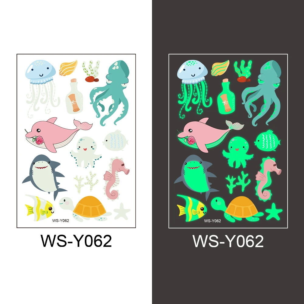 

Luminous Tattoo Sticker Waterproof Temporary Cute Dinosaur Unicorn Mermaid Tattoo Children's Cartoon Tattoo Sticker Elsa Tattoos
