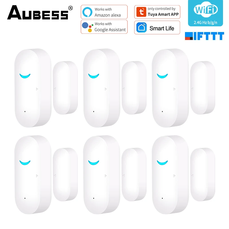 

Aubess Tuya Smart WiFi Door Sensor Door Open / Closed Detectors WiFi App Notification Alert Security Alarm Support Alexa Google