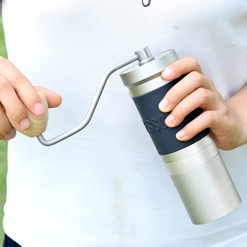 1zpresso-Molinillo de caf&eacute; manual para el hogar, molino port&aacute;til de acero inoxidable, rebaba de 48 mm, color gris platino, serie JX/jx-pro/JE-1