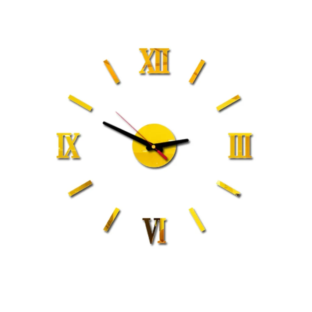 Огромные акриловые зеркальные настенные часы 3d кварцевые украшения сделай сам