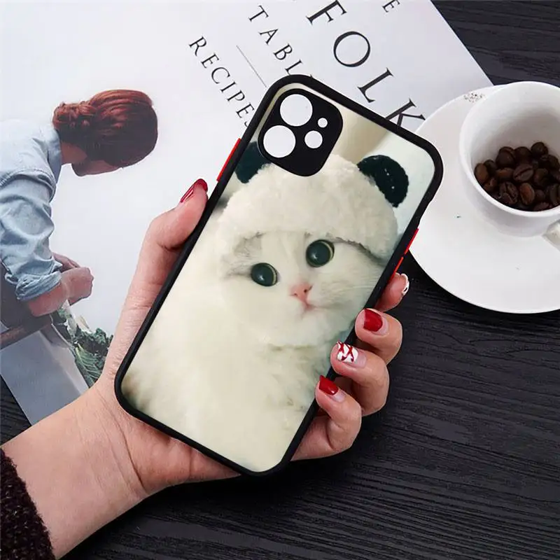 

Phone Case For iPhone 12 11 Mini Pro XR XS Max 7 8 Plus X Cat tiger lion Matte transparent cover