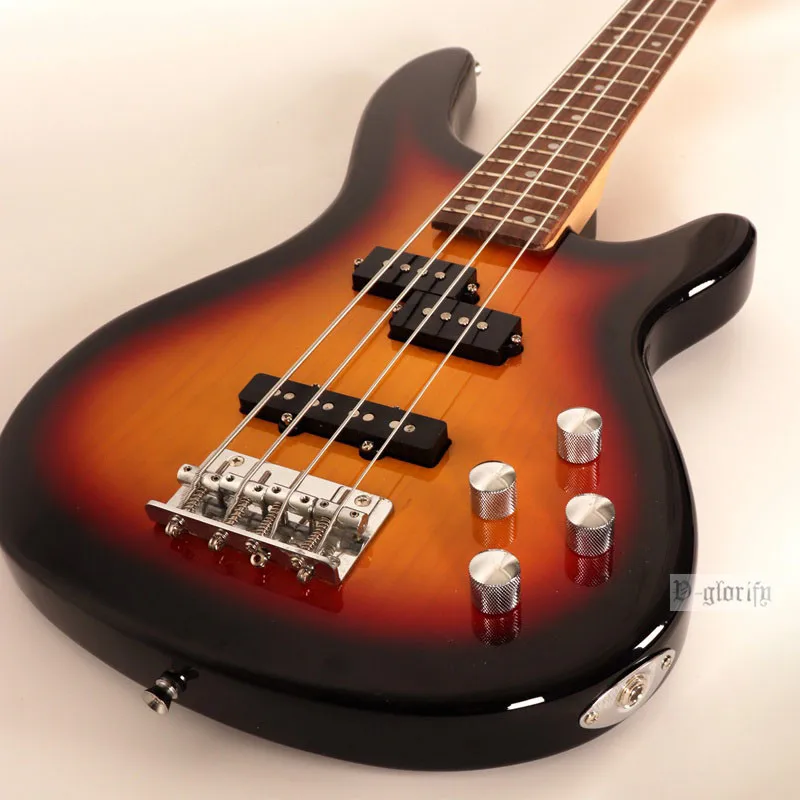 Хорошее качество 4 струнная электрическая бас гитара sunburst Цвет Полный липа тела Канада клен шеи пена чехол