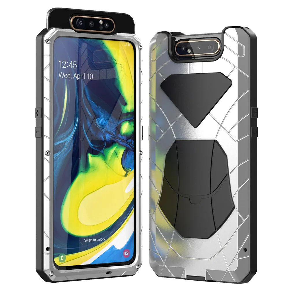 Для samsung Galaxy A80 твердый корпус для телефона Алюминиевый металлический корпус Закаленное стекло Защитная крышка для экрана сверхмощная Защитная крышка