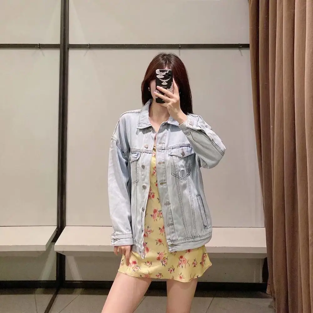 

2020 New Women Jackets Solid Denim Button Turn-Down Collar Long Sleeve Short Jackets Female Casual Fashion Women Clothes