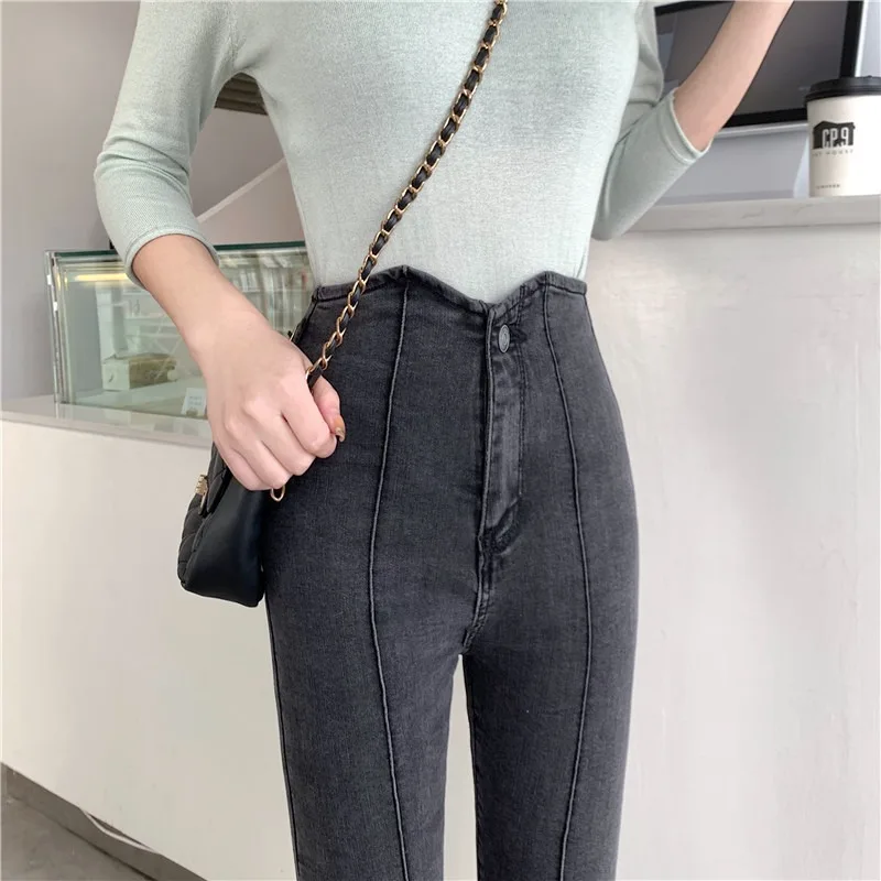 

Skinny Pants Ins Slim-Fit Versatile Leggings Women's 2020 Summer New Korean Style Internet Celebrity High Waist Jeans Trousers