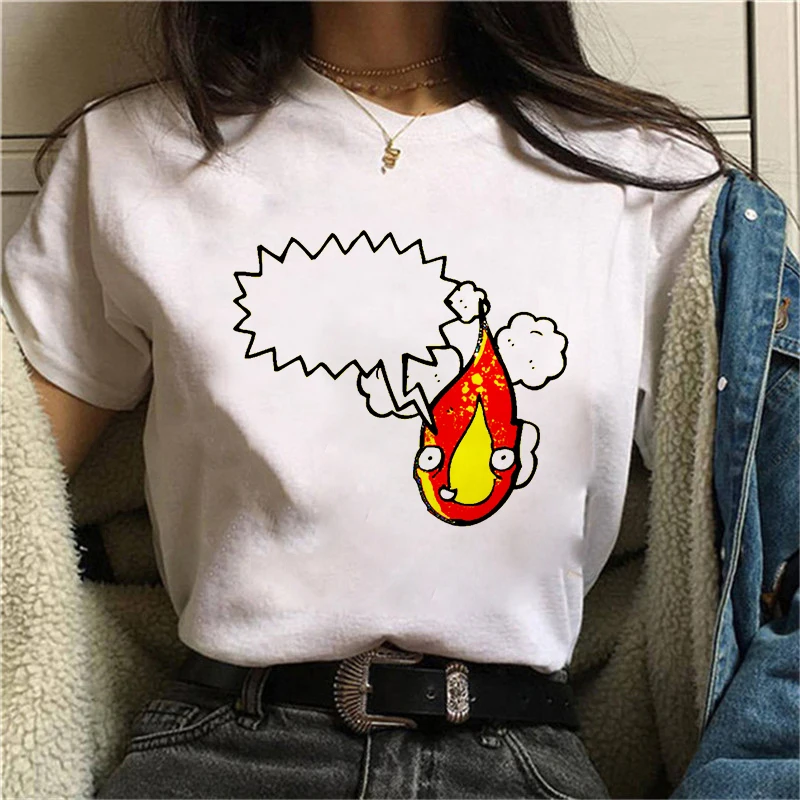 

Women flame Summer Fashion T Shirt Harajuku Short Sleeve Funny T-Shirt Cute Cartoon Printed Top Tees Female Clothes