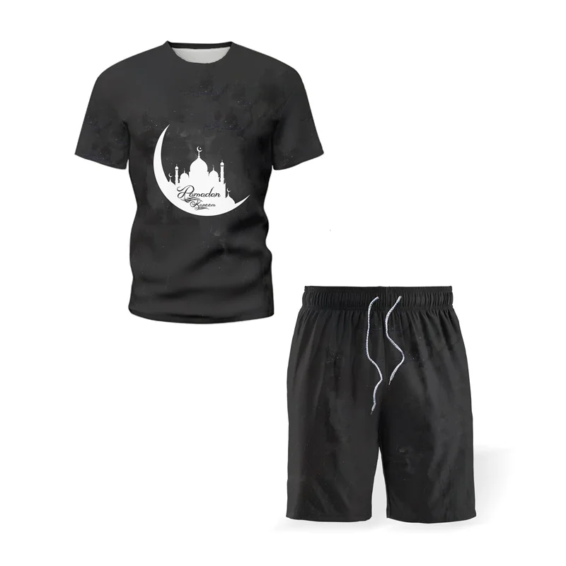 

New Creative Beer Drink Printed Short Sleeve Men Set Summer Slim T-Shirt Shorts 2 Packs Fitness Casual Youth Fashion Tracksuit