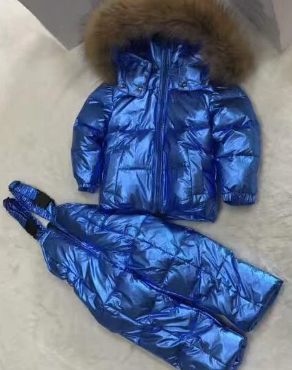 as picture Г., зимняя куртка детский пуховый костюм верхняя одежда для детей лыжный костюм пуховик для мальчиков и девочек+ штаны, лыжный костюм с капюшоном и натуральным мехом парка - Цвет: as picture