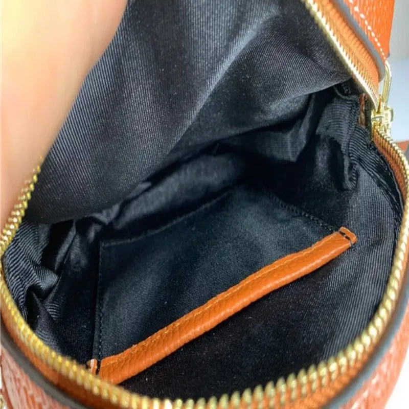 

Fashion Women Small Circular Bag Chain Shoulder Bag Brand Ladies Diamond Lattice Packing Pouch Genuine Leather Crossbody Bags