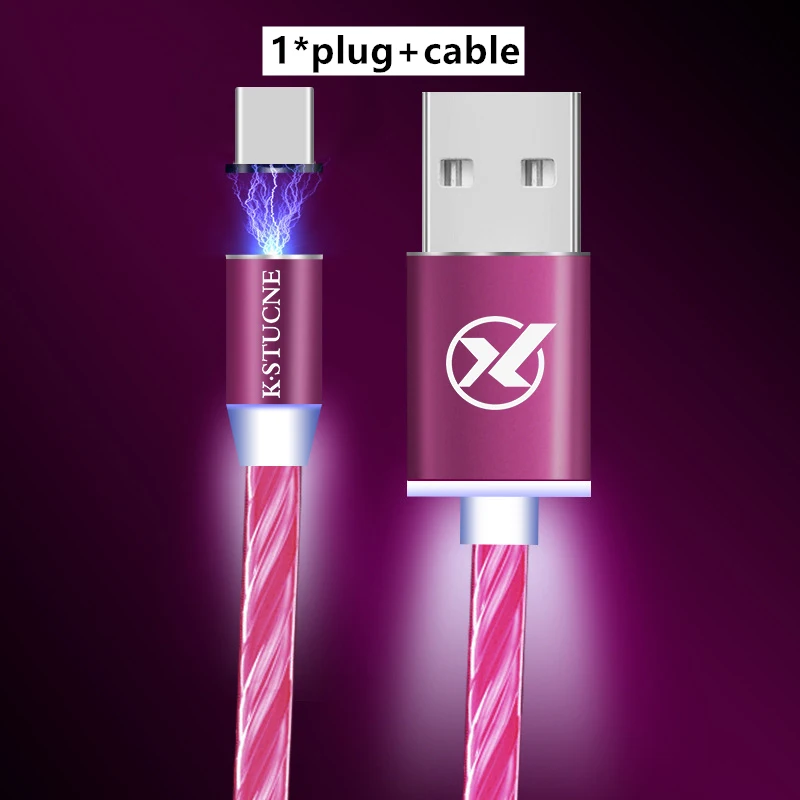 Магнитный светодиодный светильник usb type C кабель передачи данных для быстрой зарядки для iPhone 7 8 XS XR Max зарядное устройство USB кабель для XiaoMi huawei смартфон - Тип штекера: Red Cable and plug