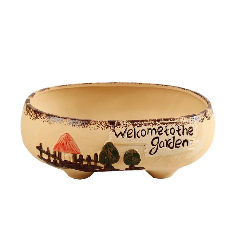 Korean Ins Classics Ceramic Succulent Flower Pot Simple Large Container Desktop Green Planting Girly Gift Home Garden Decoration | Дом и сад