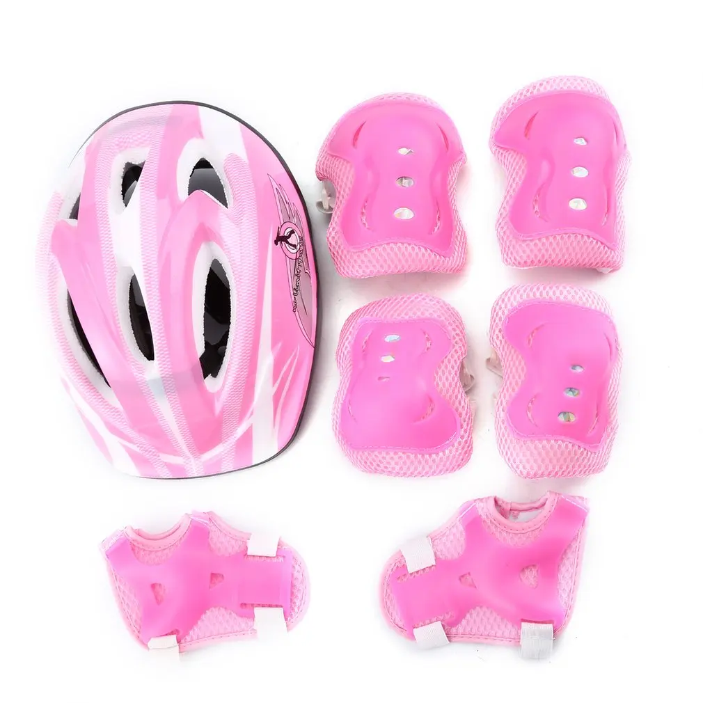 

7 Pcs Skating Protective Gear Set Knee Wrist Guard Elbow Pads Bicycle Skateboard Ice Roller Protector For Kid