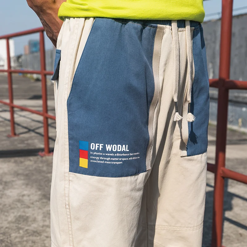 Мужские брюки карго SingleRoad летние цвета хаки с карманами по бокам в стиле хип хоп