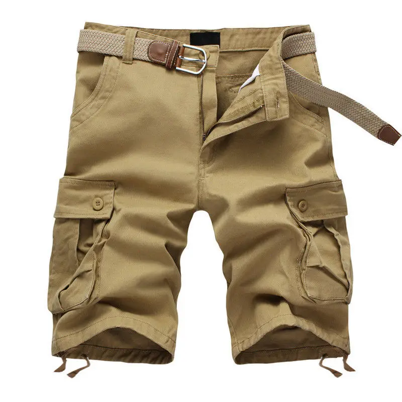

2021 Summer Men's Baggy Multi Pocket Military Cargo Shorts Male Cotton Khaki Mens Tactical Shorts Short Pants 29-44 No Belt