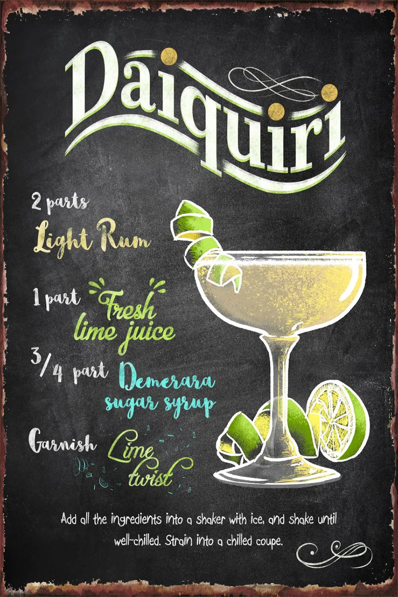 

Daiquiri Tin Plates Wall Decor Room Decoration Retro Vintage Metal Sign Tin Sign For Art Pub Home Club Man Cave Cafe
