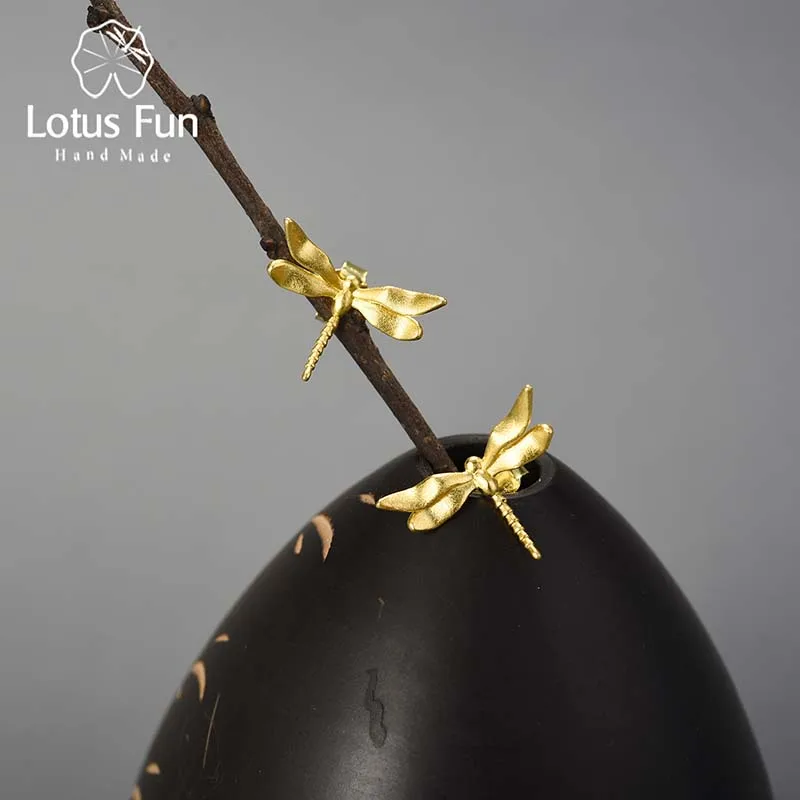 

Lotus Fun Real 925 Sterling Silver Cute Tiny Dragonfly Stud Earrings for Women 2022 Trend New 18K Gold Fine Jewelry Girls Gifts